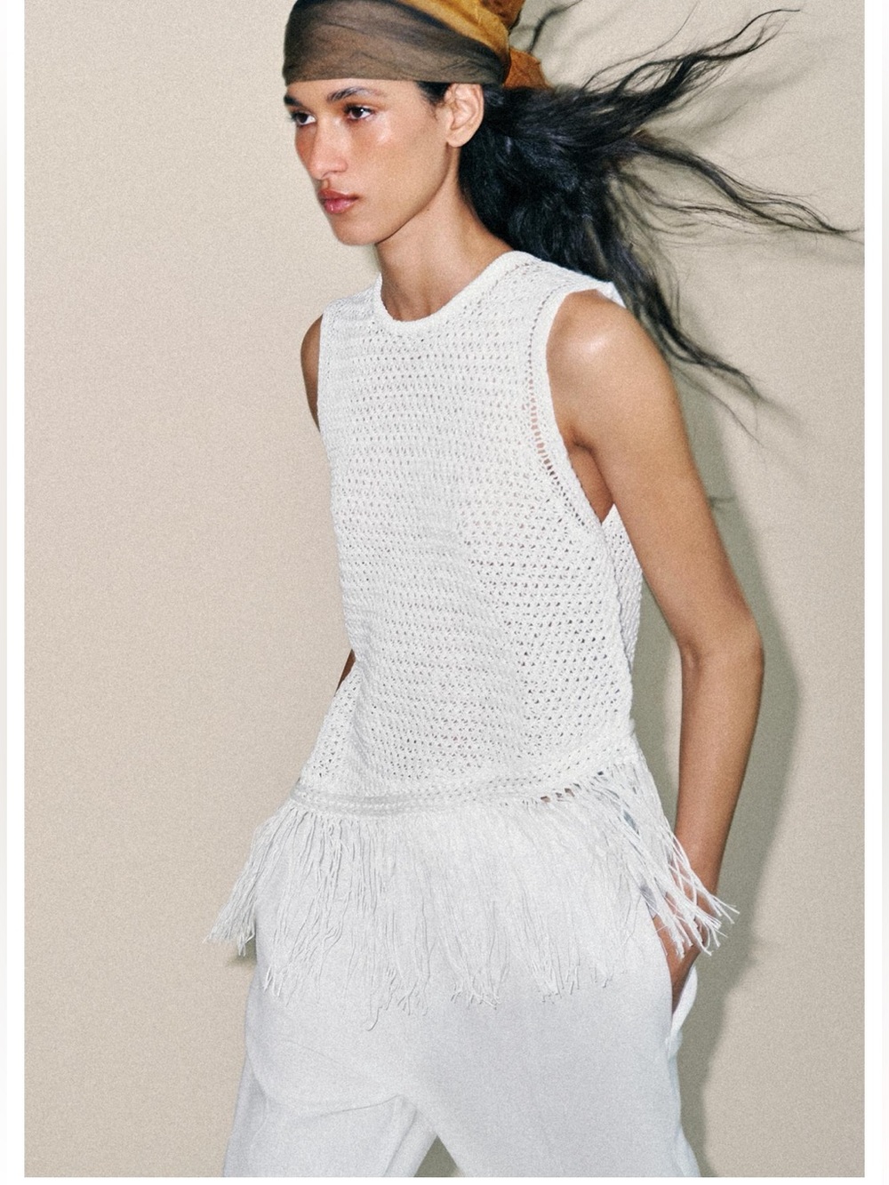 NWT Zara fringe knit top